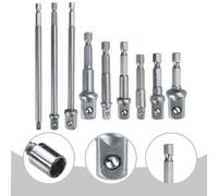 9-Piece Hex Shank to Square Drive Socket Adapter Set for Electric Drills & Cordless Power Tools - Chrome Vanadium Steel, Anti-Fall Ball L(6PCS)