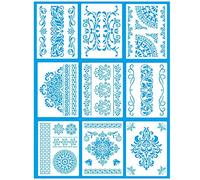 9-Piece Mandala Stencil Set for Crafts, Painting and Home Decoration (21 x 28 cm)