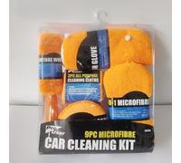 9-Piece Microfiber Car Wash Kit Complete Cleaning Set(Orange)