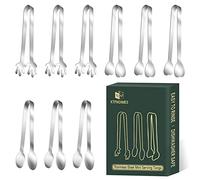 9-Piece Mini Serving Tongs, Stainless Steel Small Food Tongs - 4.8" Appetizer & Ice Cube Tongs