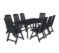 9 Piece Outdoor Dining Set Plastic Anthracite Table Folding Chairs vidaXL