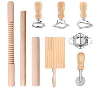 9 Piece Pasta Making Set, Efficient Pasta Making Set with Ravioli Stamp Cutters, Rolling Pins GnocchiBrett Dough Cutter Dumpling Maker, Practical Accessories for Pasta Making (9 Pieces)