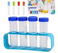 9-Piece Pipettes, Plastic Pipette, Test Tubes with Stand, Pipette 5 ml, Plastic Pipette Bottle, with Dropper Pipettes and Test Tube Stand, Large Pipette for Creative Laboratory Children's Experiments