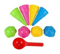 9-Piece Plastic Ice Cream Sand Toy Colorful Beach Sand Molds with Scoop and Cones Portable Sandpit Play Accessories Interchangeable Toys for Outdoor Beach Garden Backyard Activities