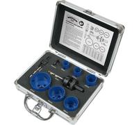 9 Piece Plumbers Hole Saw Kit - 6 x Bi-Metal Blades - Quick Release Arbor