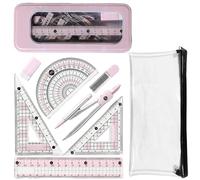 9 Piece Protractor and Compass Set, Maths Sets for Secondary School, Compass and Protractor Set, School Supplies Beautiful and Durable Suitable for Schools and Engineers