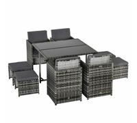 9 Piece Rattan Garden Dining Set 8 Seater Patio Table Chairs Stools Outdoor