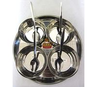 9 Piece Relish BBQ Pickle Sauce Chutney,Dip Server Dishes in Stainless Steel Thali & Small Katoris(Bowls)