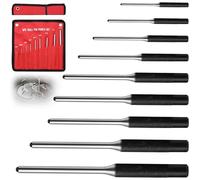9 Piece Roll Pin Punch Set, High Hardness Steel Watch Repair Tool with Knurled Handle, Jewelry Making & Watchmaking Kit, Manual Centre Punches for Watchmakers/Jewelers, Includes Red Storage Pouch