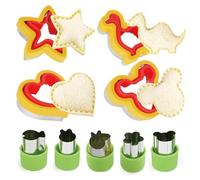 9-Piece Set Cookie Cutters, Stainless Steel Sandwich Cutters for Children, Dinosaur Heart Star Mouse Shapes, Sandwich & Biscuit Cutter for Children Kids Boys Girls Bento Breakfast