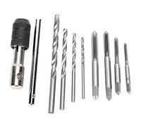 9 Piece Set Tap Drill Bit Set Length Tool Manual Steel Nuts Leather for Pro, Drill Bit Sets