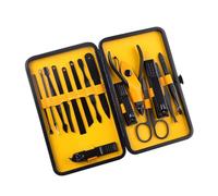 9-Piece Stainless Steel Black Nail Clippers Set Eyebrow Clip Tweezers Large Opening Home Manicure Tool,15pcs Set red,A (15pcs Set Yellow A)