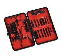 9-Piece Stainless Steel Black Nail Clippers Set Eyebrow Clip Tweezers Large Opening Home Manicure Tool,15pcs Set red,A (15pcs Set Red A)