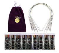 9-Piece Stainless Steel Circular Knitting Needle Set (80cm) for Sweaters - Colorful Steel Wire - Interchangeable Circular Needles 2.25mm-6.0mm - Includes Storage Pouch with Individual Packaging