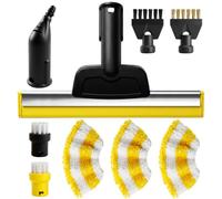 9-Piece Steam Cleaner Accessory Set for Karcher SC1, SC2, SC3, SC4 & SC5 - Includes Window Nozzle, Concentrated Nozzle, 2 Round Brushes, 2 Flat Brushes, and 3 Microfibre Towels