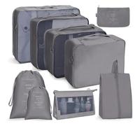 9-Piece Suitcase Organiser Set, Packing Cubes for Clothes, Packing Bags, Travel Cubes, Clothes Bags with Shoe Bag, Cosmetic Bag, Laundry Bag, Travel Organiser for Holiday and Home