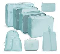 9-Piece Suitcase Organiser Set, Packing Cubes for Clothes, Packing Bags, Travel Cubes, Clothes Bags with Shoe Bag, Cosmetic Bag, Laundry Bag, Travel Organiser for Holiday and Home