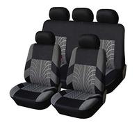 9-Piece Washable Polyester Fabric Car Seat Covers Black Grey