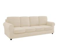 9 Piece X-Large Beige Stretch Sofa Cover Set Washable Non-Slip Couch Slipcover for 4 Cushion Furniture Protector with Elastic Bottom Perfect for Backrest & Seat Protection