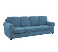 9 Piece X-Large Blue Stretch Sofa Cover Set Washable Non-Slip Couch Slipcover for 4 Cushion Furniture Protector with Elastic Bottom Fits 4 Backrest & Seat