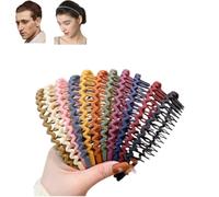 9-Piece Zig-Zag Tooth Headband Set - Non-Slip Plastic Tooth Comb Bands in 9 Colours for Women and Girls - U-Shape Shark-Teeth Hairbands for Face Washing, Mask Application & Slicked-Back Styles