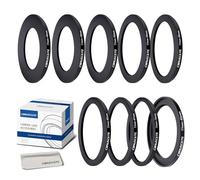 9 pieces 77 mm filter ring adapter set, filter metal step rings for all brands, UV ND CPL 77-46 mm, 77-49 mm, 77-52 mm, 77-55 mm, 77-58 mm, 77-62 mm, 77-67 mm, 77-72 mm, 77-82 mm + 1 x lens cleaning
