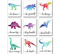 9 Pieces 8 x 10 inch Dinosaur Boy Room Decor Dinosaur Watercolor Poster Wall Art Prints Dinosaur Motivational Words Inspirational Quotes Wall Decals for Nursery Classroom Kids Room Decoration Unframed