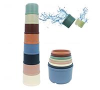 9 Pieces Baby Stacking Cups, Toddler Bath Toys Baby Toy For Activity Nesting Cup Pre-school Learning Toy Montessori Toys for 1, 2 Year Old Boy Girls (Multicolour Cups # 03)