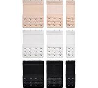 9 Pieces Bra Extender Bra Strap Extension Women's Elastic Extenders, 3 Colors (3 Rows x 2 Hooks, 3 Rows x 3 Hooks, 3 Rows x 4 Hooks)