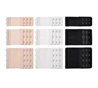 9 Pieces Bra Extender Bra Strap Extension Women's Elastic Extenders, 3 Colors (3 Rows x 2 Hooks, 3 Rows x 3 Hooks, 3 Rows x 4