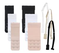 9 Pieces Bra Extender, Open Back Bra Accessories, Bra Extension, Straps for Women Backless Bra, Soft Bra Extensions (Light Leather, White, Black)