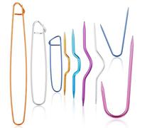 9 Pieces Cable Stitch Holders, Mixed Color Aluminum Knitting Stitch Holders, Bent Tapestry Needles, Cable Knitting Needles with Knitting Stitch Markers for Yarn Sewing Knitting