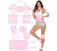 9 Pieces Castor Oil Pack Wrap Kit, Castor Oil Pack, Reusable Organic Pack with Adjustable Straps for Neck, Shoulder, Chest, Waist, Knees and Feet, Castor Oil Pack for Women (Pink)