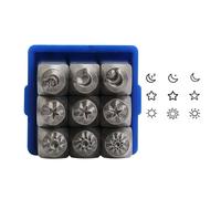 9 Pieces Celestials Designs Sturdy Steel Metal Stamps Set for Customes Jewelry Crafting and Personalizing Soft Metals Steel Designs Stamps