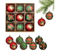 9 Pieces Christmas Baubles,60mm Christmas Ball Ornaments Decor for Xmas Tree Shatterproof Balls Seasonal Decorative Hanging Ball Ornaments for Xmas Party,Wedding,Holiday Home Decor Red and Green