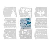 9 Pieces Christmas Stencils Set, Reusable Plastic Craft Painting Stencils for Journal Template, Wood, Rocks and Walls Art, Card DIY Projects