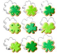 9 Pieces Clover Cookie Cutters Set, Stainless Steel Shamrock and Four-Leaf Clover Biscuit Molds Includes Various Sizes for St. Patrick's Day, Spring, and Holiday Baking Decorations