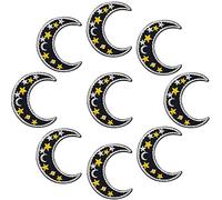 9 Pieces Crescent Moon Star Embroidered Patch Cartoon Night Sky Astrology Iron On Patch for Clothes Dress Jackets Caps DIY Moon Star Appliques Sewing Craft Decoration