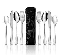 9 Pieces Eating Portion Control Flatware Utensils Bariatric Silverware Weight Loss Portion Management Control Serving Spoons Forks Knives Stainless Steel Utensils with Storage Bag