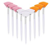 9 Pieces Face Mask Applicator Brush Fan Brushes for Facials Soft Facial Fan Brushes Cosmetic Tools Professional Blending Makeup Brush Plastic Handle for Mud Cream (Pink, Yellow, White)