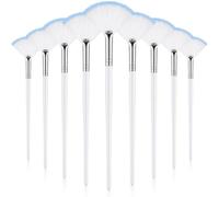 9 Pieces Facial Fan Mask Brushes, Soft Facial Applicator Brushes Tools for Peel Glycolic Makeup for Mud Cream(White Blue)