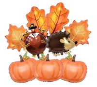 9 Pieces Fall Balloons Decorations Set with Maple Leaf Pumpkin Hedgehog Turkey Balloon for Fall, Thanksgiving Day, Autumn Harvest, Birthday, Wedding Parties Decorations