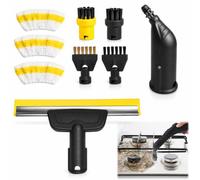 9 Pieces for Karcher Steam Cleaner Accessories SC1 SC2 SC3 SC4 SC5, Round Brush, Flat Brush, Curved Nozzle, Hand Steam Brush, Cleaning Cloth Cover for Karcher Steam Cleaner (Pack of 9)