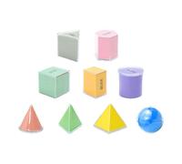 9 Pieces Geometric Solid Blocks Learning Set with 3D Shapes Disassemblable Math Manipulatives Transparent Construction Suitable for School Lessons, 9pcs