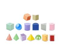 9 Pieces Geometric Solid Blocks Learning Set with 3D Shapes Disassemblable Math Manipulatives Transparent Construction Suitable for School Lessons, 12pcs