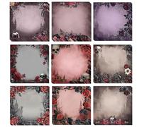 9 Pieces Gothic Style Post It Notes, Self-Adhesive Mini Sticky Notes Set, Funny Sticky Notes Gothic Gifts for Women Men Teenagers Students Teachers (Red Roses)