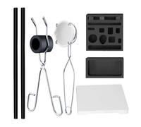 9 Pieces Graphite Torch Melting Casting Kit, Includ 2 Crucible Stir Stick|Casting Mould|11 in 1 Ingot Mould|Quartz Plate|Crucible|Cylindrical Graphite|Quartz Crucible|Whip Tongs,Gold Metal Melting Kit