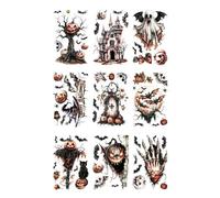 9 Pieces Halloween Bloody Stickers, Halloween Window Pictures, Handprints Footprint Bloodstains Horror Stickers, Halloween Sticker Set for Party Window Film Supplies Decoration Haunted House