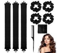 9 Pieces Heatless Blowout Rods Suit, Heatless Hair Curler Set Hair Rods (No Damage to Hair), Overnight Blowout Rods Kit, Thick Heatless Curls&Hair Bands&Tail Comb