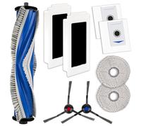 (9 Pieces) M12 Pro+ Replacement Parts Compatible with ECOVACS DEEBOT T30 Omni/ T30 Pro Omni/Yeedi M12 Pro+ Robot Vacuum, 1 Roller Brush, 2 Side Brushes, 2 HEPA Filters, 2 Dust Bags, 2 Mop Pads